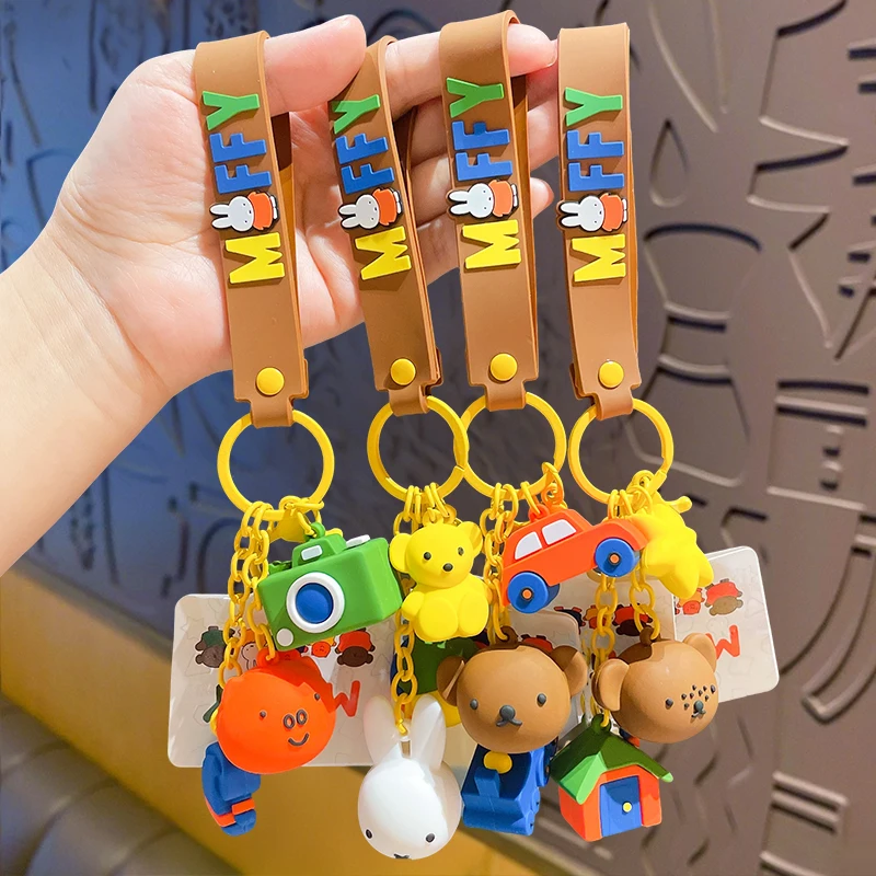 

Kawaii Miffy Rabbit брелок милый мультфильм пара автомобильный брелок для ключей сумка плюшевый кулон аниме декоративный аксессуар для девочки подарок