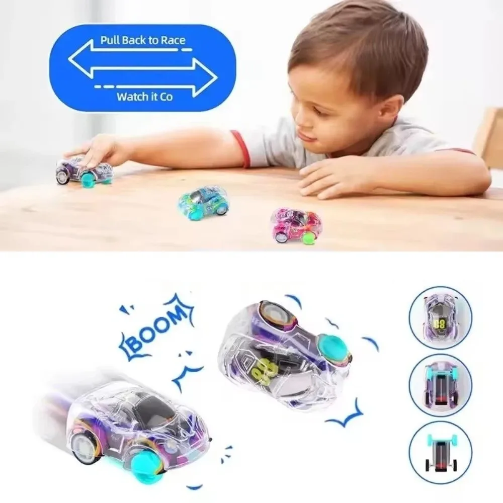 10pcs Cartoon Mini Pull Back Cars Transparency Random Style Push Cars Racing Vehicles Model Kids