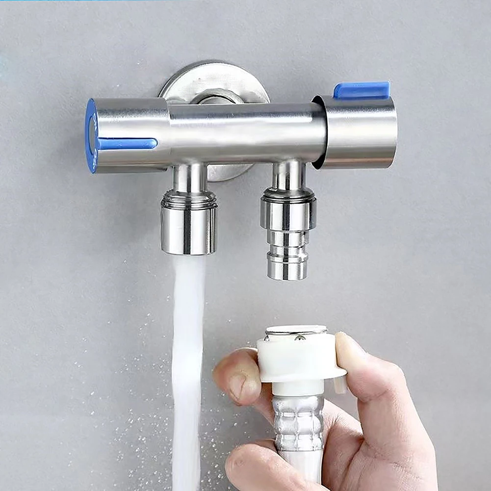 1 In 2 Out Angle Valve Double Control Water Distributor Triangle Valve Faucet Double Control 1 Inlet 2 Outlet Faucet Valve