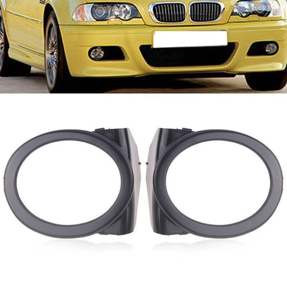 Front Bumper Fog Light Ring Cover Trim Left Right For BMW For M3 E46 2000 2001 2002 2003 2004 2005 2006 Matte Black ABS Pair