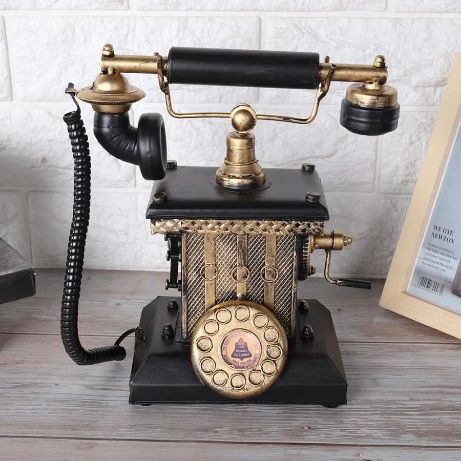 

Vintage European Style Hand-Operated Telephone Decor Telephone Model Bedroom Living Room Window Display Decoration