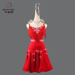 2024 New Latin Dance Dress Women Sex Stage Tassel Clothes Samba Evening Girls Practice Skirt for Prom costume Sports Competition