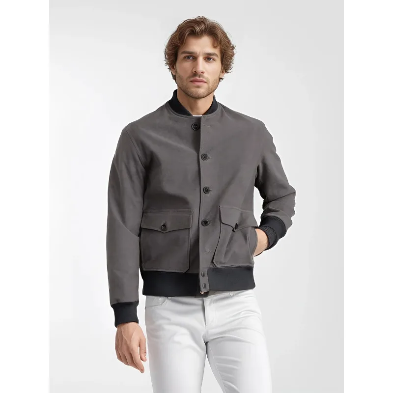 

Men's Spring and Autumn New Solid Color Single Breasted Woolen Coat Fashion Casual Men's Woolen Jacket Top