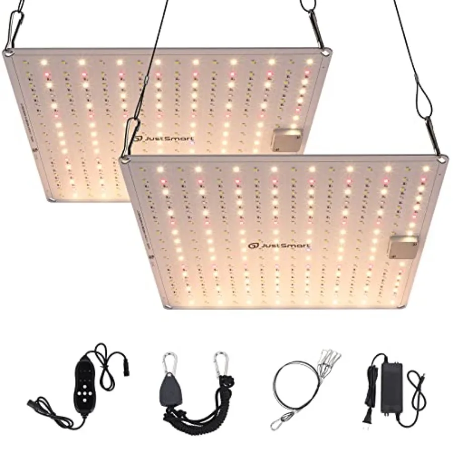 

2X1000W Full Spectrum 3x3 Coverage LED Grow Lights with 256 LED Beads 2-Pack 10 Levels of Dimming 6 Timing Modes Grow La