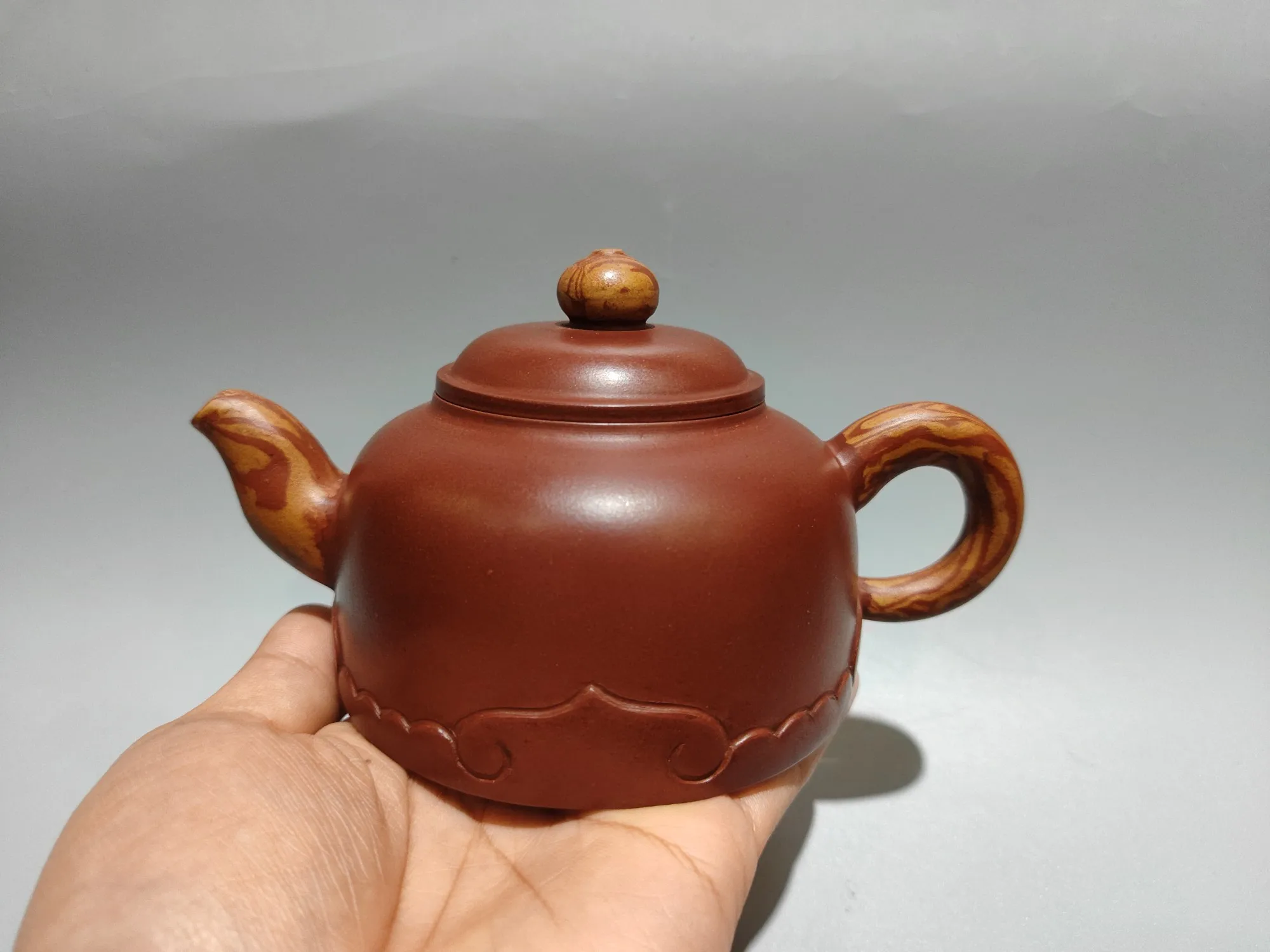 Purple Clay Pot Old Red Mud Ruyi texture clay pot Two tone teapot Kettle Teapot Pot Tea Tasting Tea Ceremony