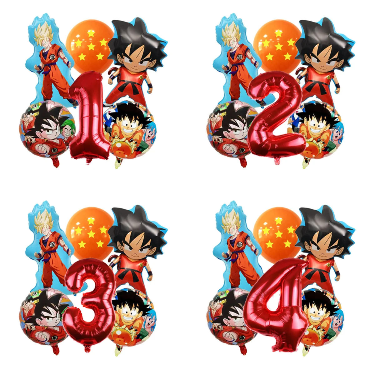 All In One Dragon Ball Z Birthday Balloon Set Four Star Ball Foil Mylar Number Option plus Latex for Boys Party