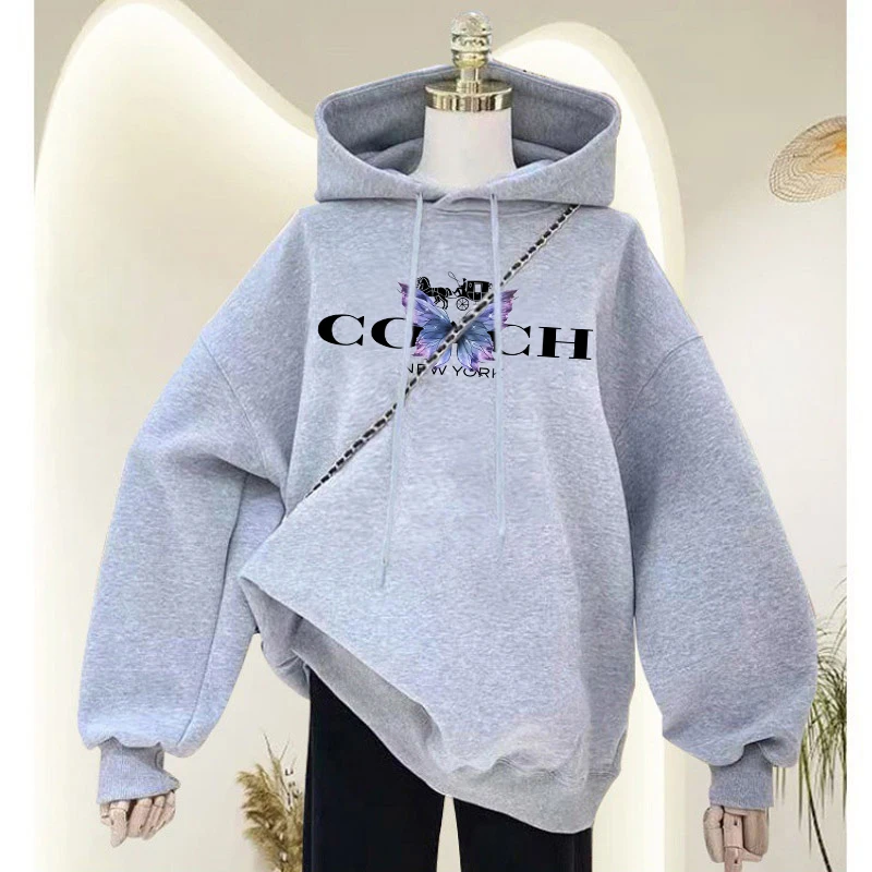 Fall Winter Hot Sale Clothing Women\'s O-Neck Hoodie Harajuku Style Hooded Pullover Fashion Print Long Sleeve SweatshirtTracksuit