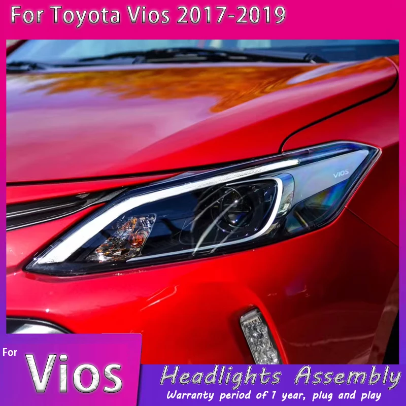 

Pair Car Lights For Toyota Vios 2017 2018 2019 2020 Headlights Upgrade LED DRL Projector Lens Tool Xenon Front Lamp Accessories