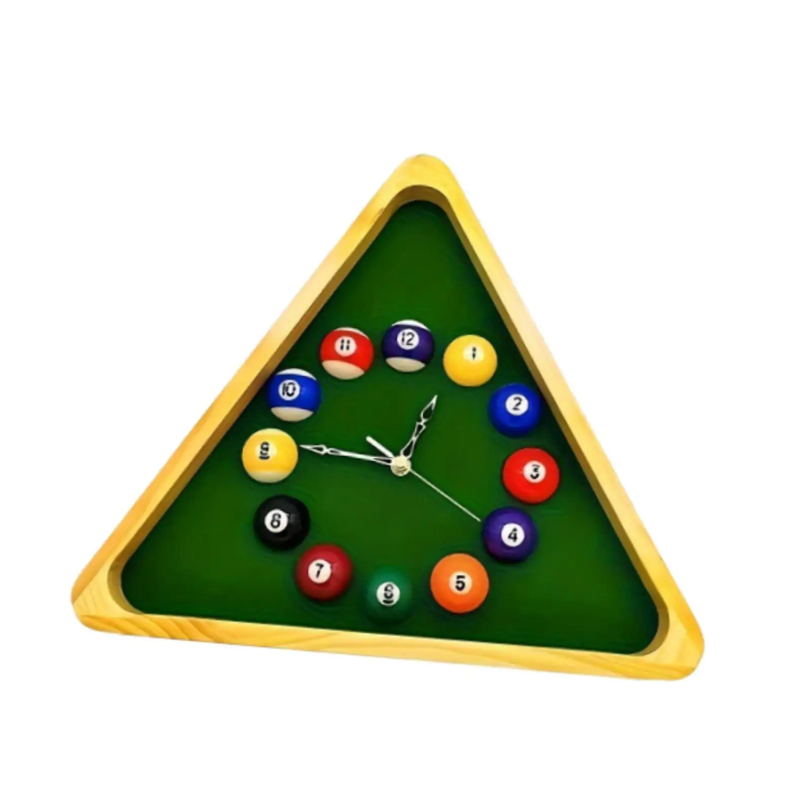 Billiard Pool Ball Wall Clock Non Ticking Stylish Silent Triangle Wood Wall Clock for Living Room Office Bedroom Bar Farmhouse