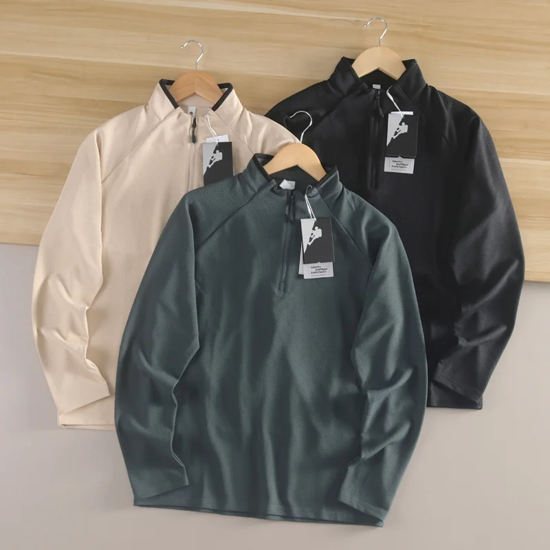 الرجال ربيع الخريف طويلة Sve قلنسوة بسحاب كوي الجافة تنفس في الهواء الطلق Faion تي شيرت الوقوف صالح الحضرية Sle لون نقي #1