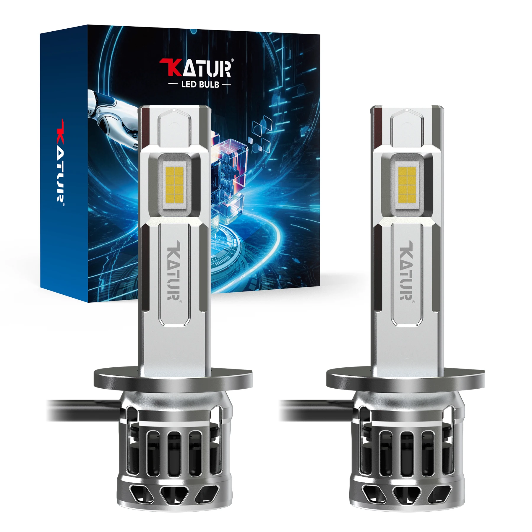 Katur 2pcs H1 Car Led Headlight with Fan 6500K CSP Chips Plug and Play For Alfa Romeo Giulietta 147 146 Dacia Duster 2010~2018