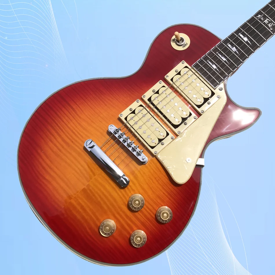 Ace Frehley Electric Guitar Tiger Maple Top Cherry Sunburst Three Humbucker Pickups Rosewood Fingerboard Free Shipping