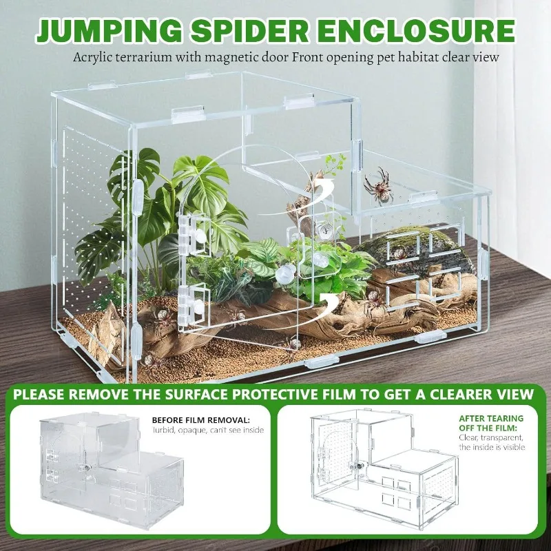 Acrylic Reptile Terrarium Transparent Breathable Reptiles Breeding Cage Jumping Spider Lizard Gecko Enclosure Reptiles House view 6