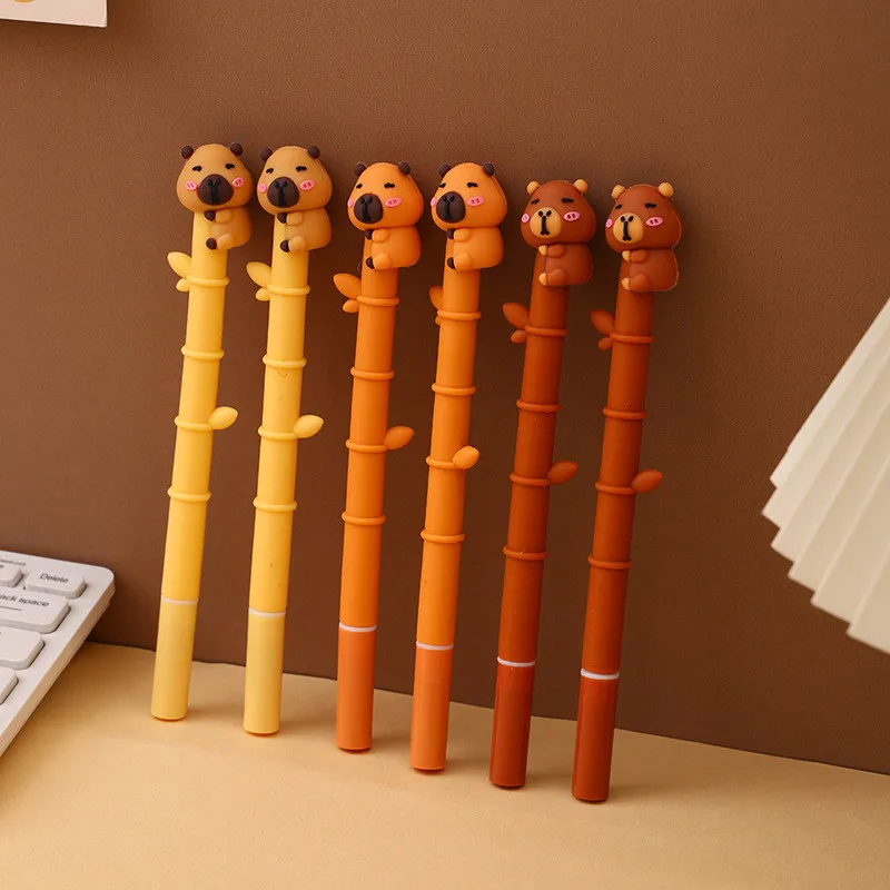 

3PCS New Cartoon Capybara Bamboo Gel Pen Student Soft Glue Cute Creative Stationery
