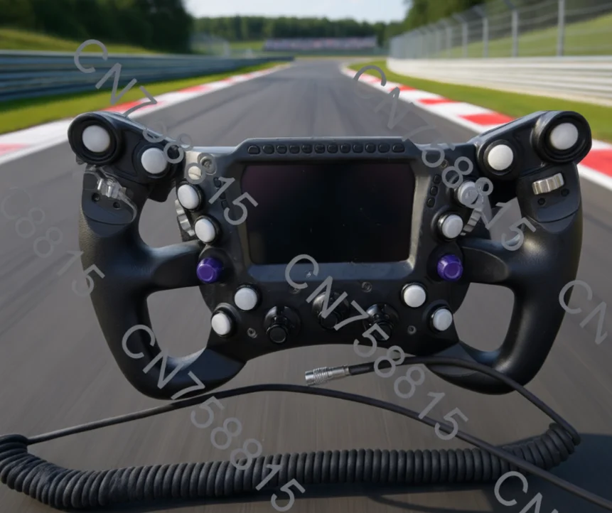 

CONSPIT 290GP 290mm/11.4-inch racing simulation game steering wheel.，Carbon fiber panel design, with 4.3-inch LCD screen