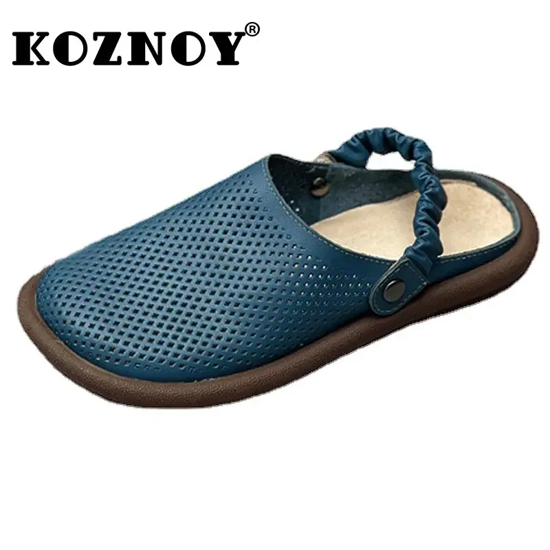 Koznoy 3cm 2023 kapcie z prawdziwej skóry damskie letnie designerskie sandały z otworami wygodne oddychające damskie gumki nowe w butach