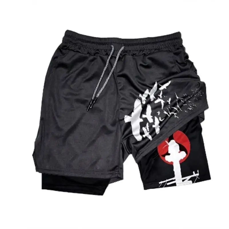 Berserk-pantalones cortos deportivos 2 en 1 para hombre, Shorts de secado rápido para correr, entrenamiento de gimnasio y Fitnes