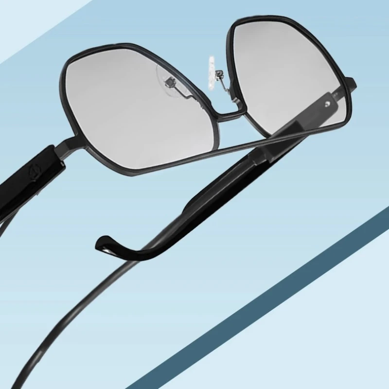

2025 new smart bluetooth glasses AI headset color-changing sunglasses suitable for pilots frameless half-frame myopia box