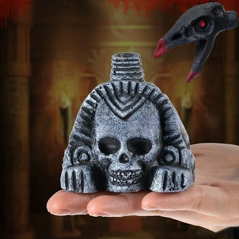 الأزتيك الجمجمة الصراخ صافرة: رعب واقعي إغاظة محاكاة ساخرة الضغط الفخار الناي صافرة لعبة الأزتيك صافرة قلادة