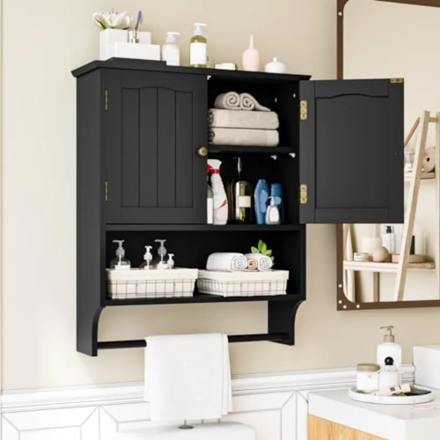 

2 Doors and Adjustable Shelf, Medicine Cabinet Wall Mount, Over The Toilet Storage