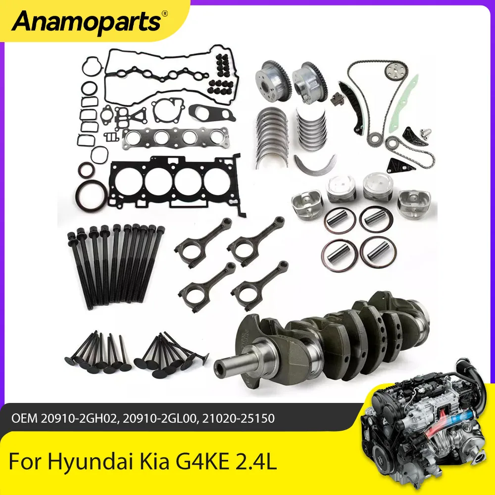 

Engine Parts Overhaul Rebuild Gasket Set Crankshaft Rods Timing Kit Fit 2.4 L G4KE For Hyundai Santa Fe Tucson Kia Optima 2.4L