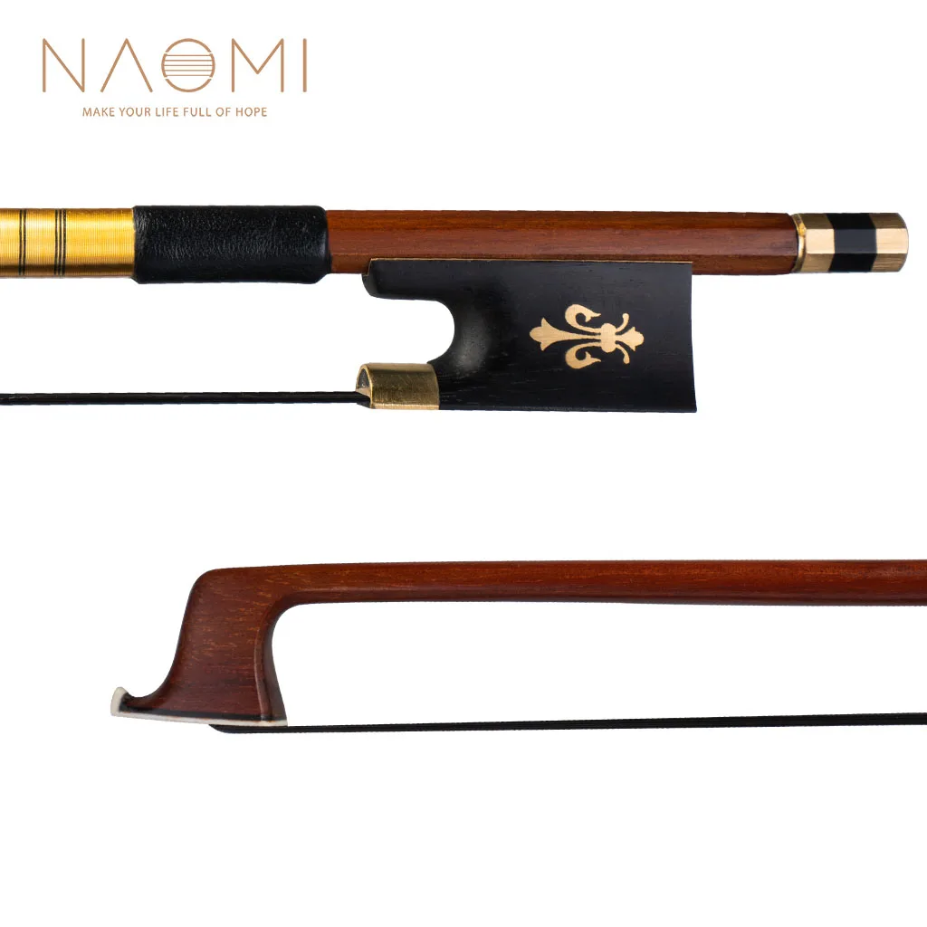 

NAOMI Advanced Violin Bow 4/4 Size IPE Violin Bow Round Stick Black Horsehair Ebony Frog Fleur-de-lis Inlay Brass Accessories