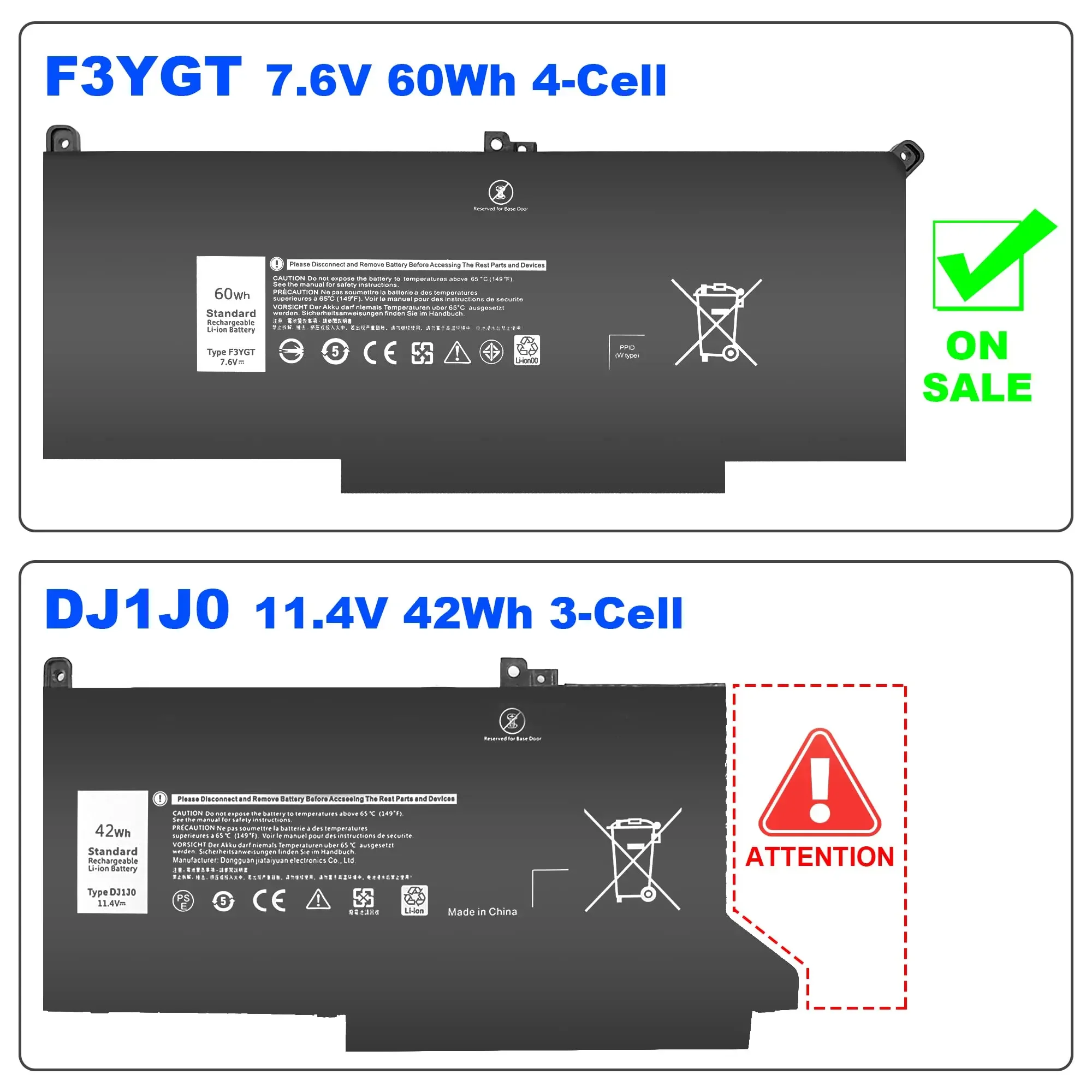 F3YGT Latitude 7480 Battery 7490 Battery 60WH for Dell Latitude 12 7000 7280 7290/13 7000 7380 7390 P29S002/14 7000 7480 7490