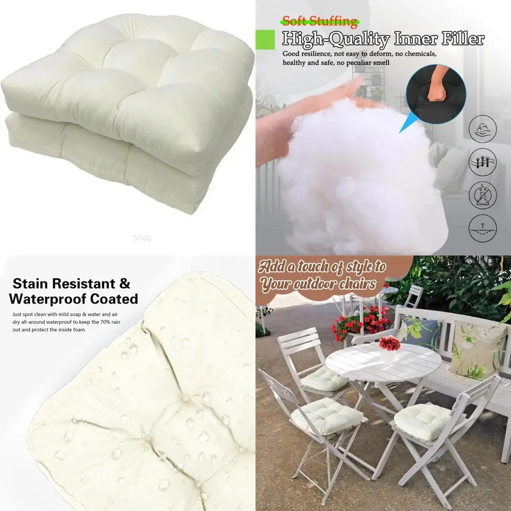 

waterproof outdoor patio chair cushions set of 2, u-shaped plush seat cushions for patio furniture