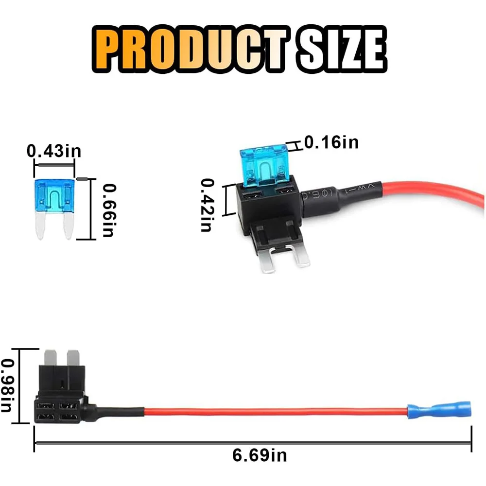 5PCS 12V Add-a-Circuit Fuse TAP Adapter, Mini ATM ATO Blade Fuse Holder, Fuse Set with 5 X 15A Inserts, for Trucks Boats