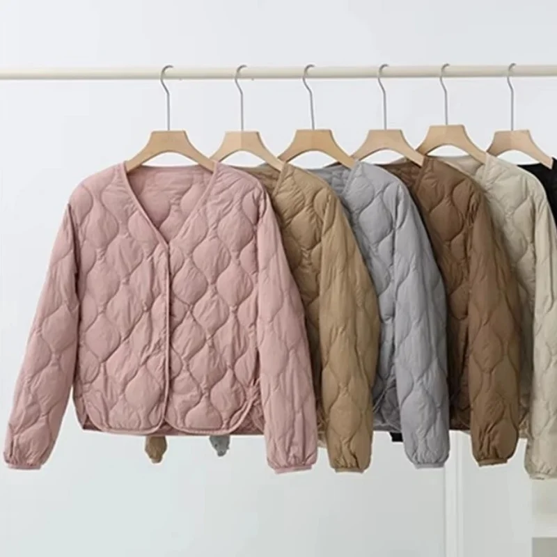 Autumn Winter Ultra Light Thin White Duck Down Coat Women Single Breasted Warm Down Jacket Parkas Ladies Short Puffer Outwears