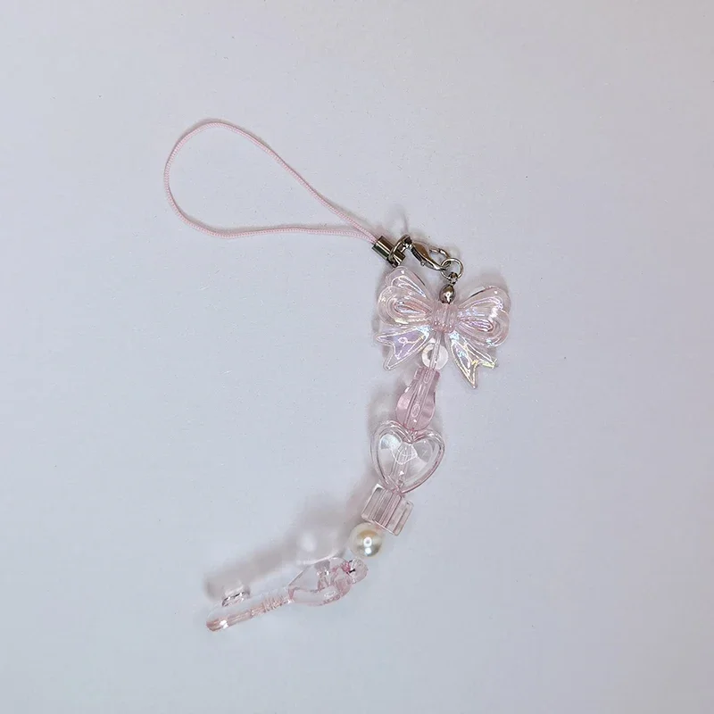 Rosa y2k telefone cordão kawaii feminino encantos pingente para iphone 14promax bonito corrente para chaves sacos acessórios diy artesanal frisado