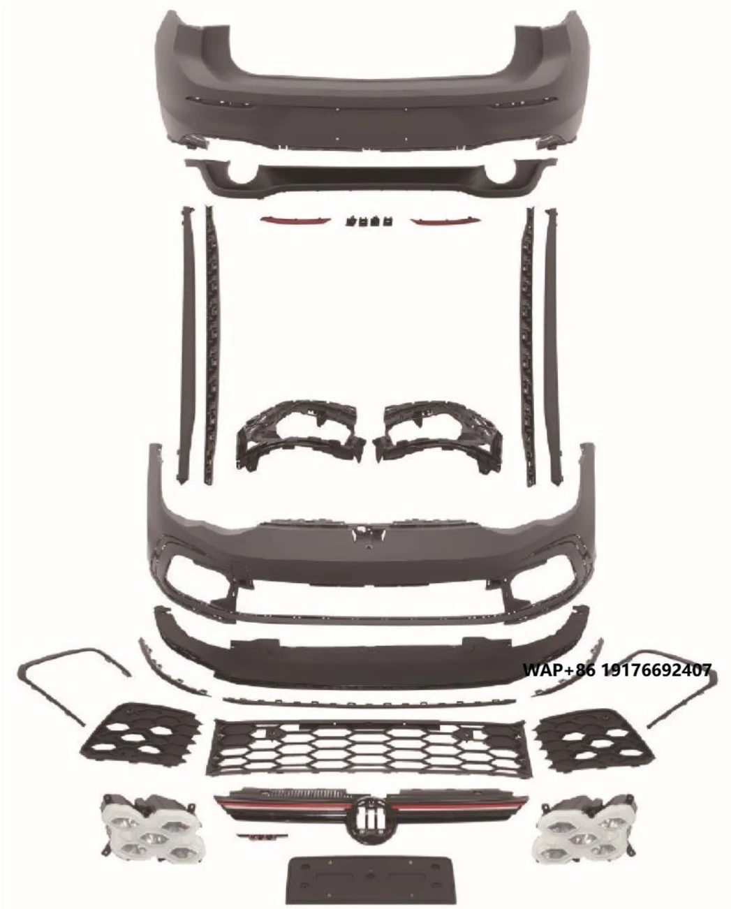 

For 'Volkswagen Golf8 Upgrade to Golf 8GTI Body Kit Front Bumper Assembly and Fog Lamp