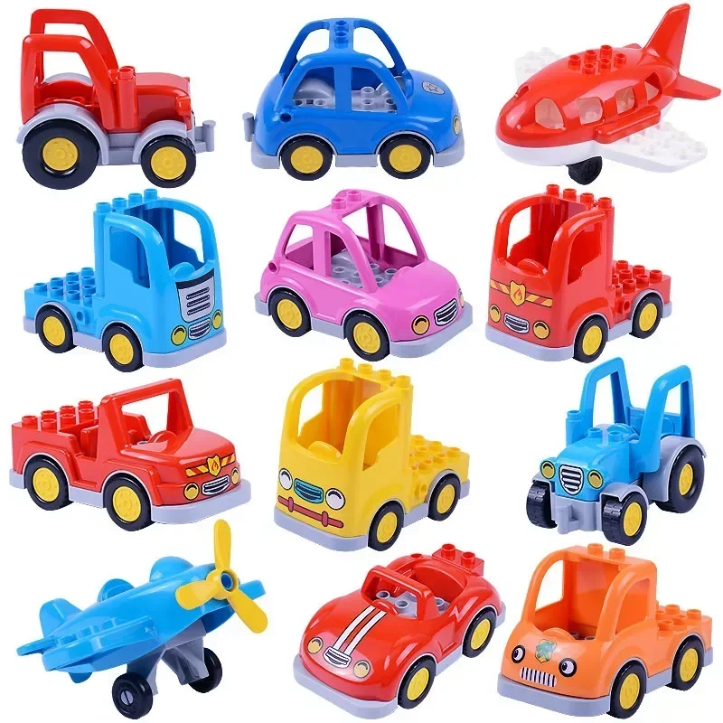 Duploes DIY Big Size Door Roof Building Blocks City Traffic Car Truck Compatible Large Plate Bricks Model Educational Toys