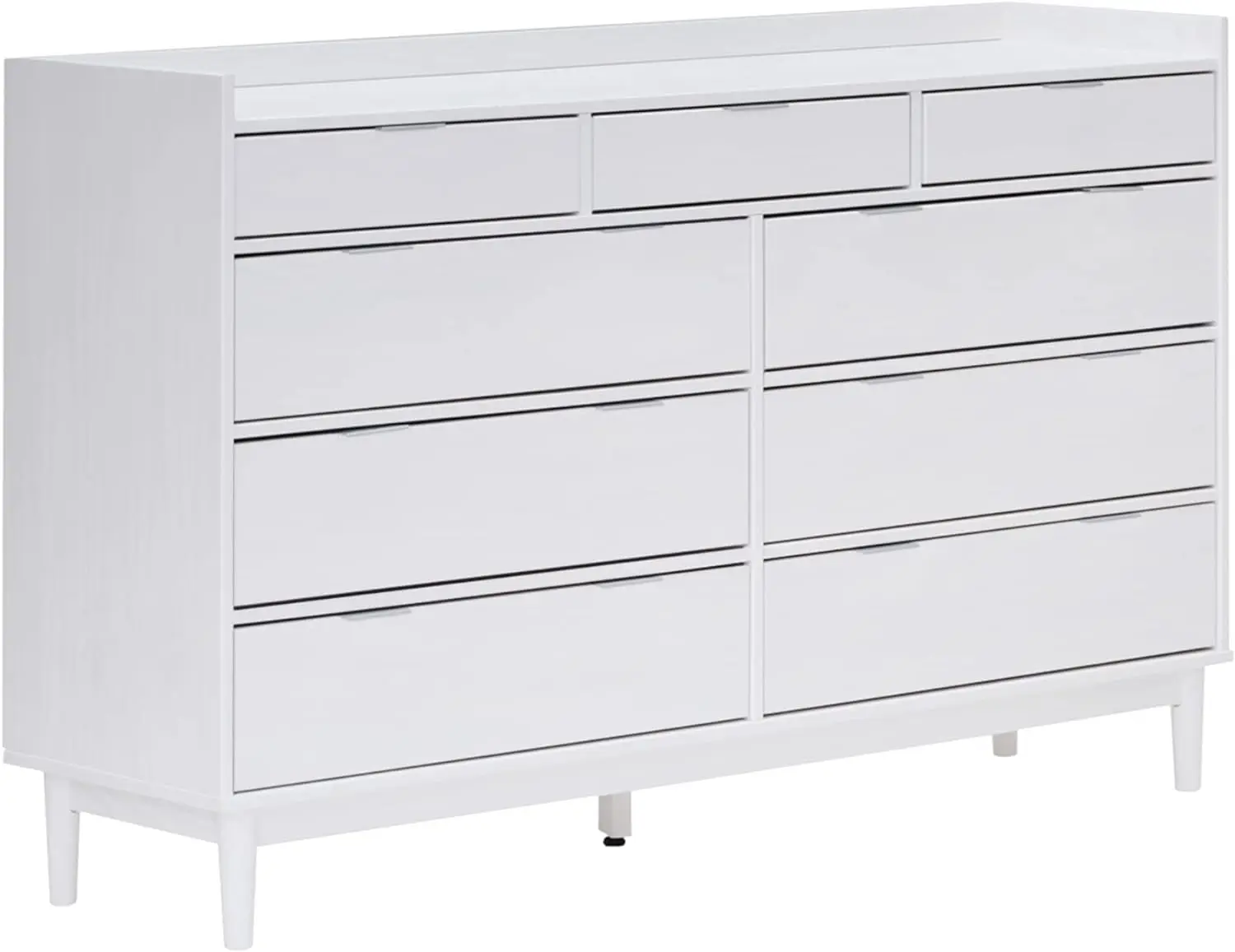 

Walker Edison Blythe Mid-Century Modern Tray-Top Solid Wood 9-Drawer Dresser, 60 Inch, White