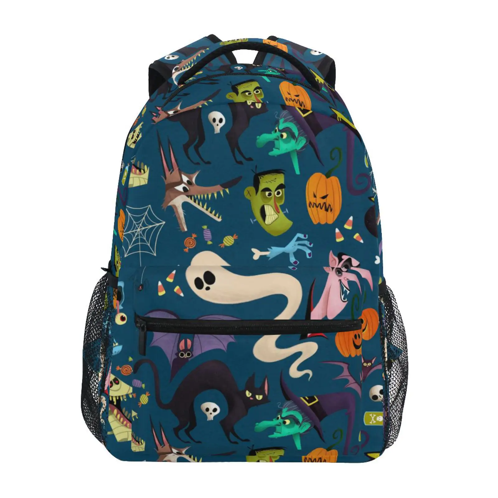 Mochila escolar con estampado de calabaza de Halloween para niños, bolsa para ordenador portátil para regreso a la escuela, novedad de 2024