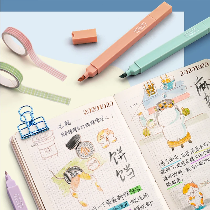 Маркеры двухсторонние флуоресцентные, 6 шт./компл.