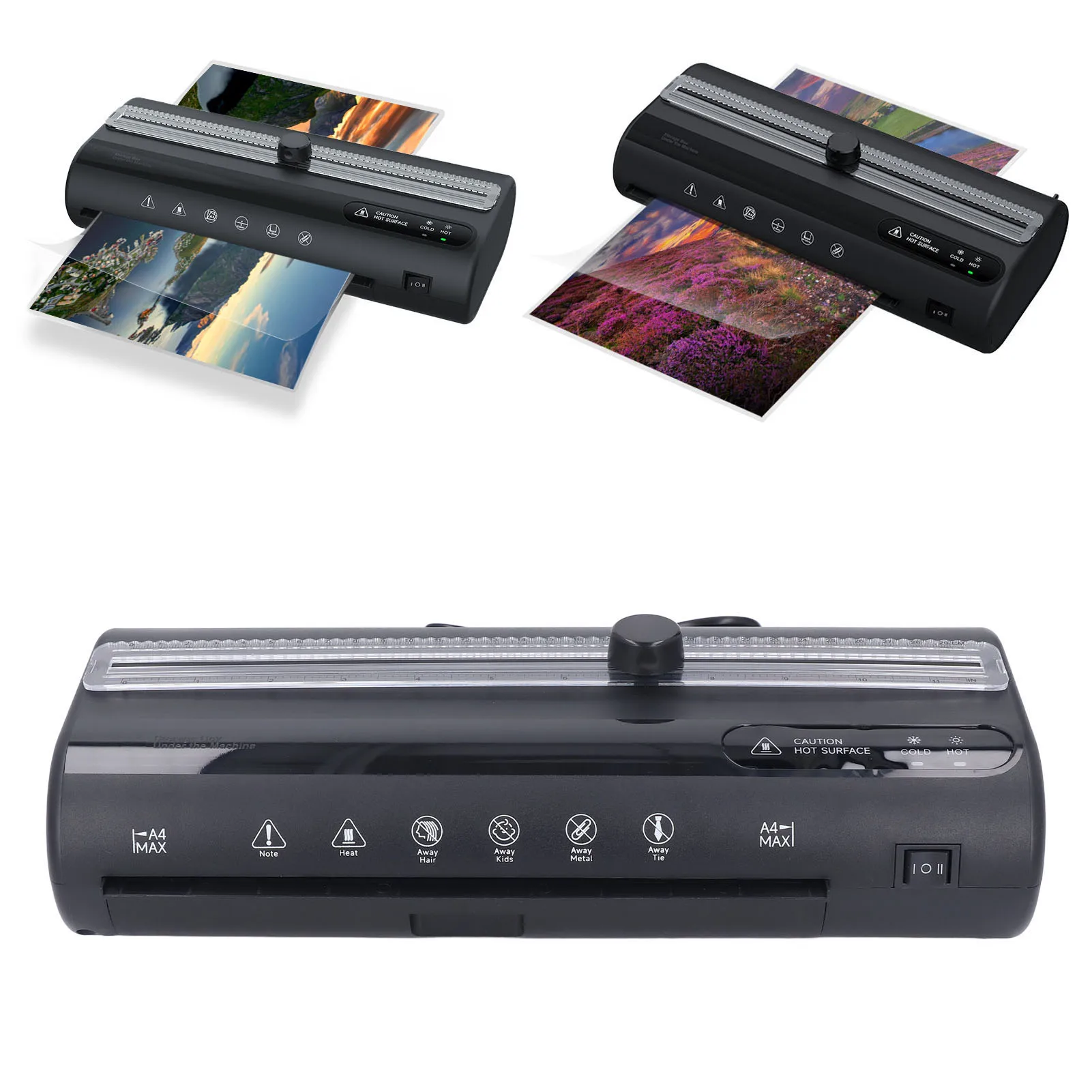 

A4 to 3 Inches Laminator Machine Drawer Type 265 to 320mm/min Laminating Machine Photo Laminator for Menus Documents Certificate