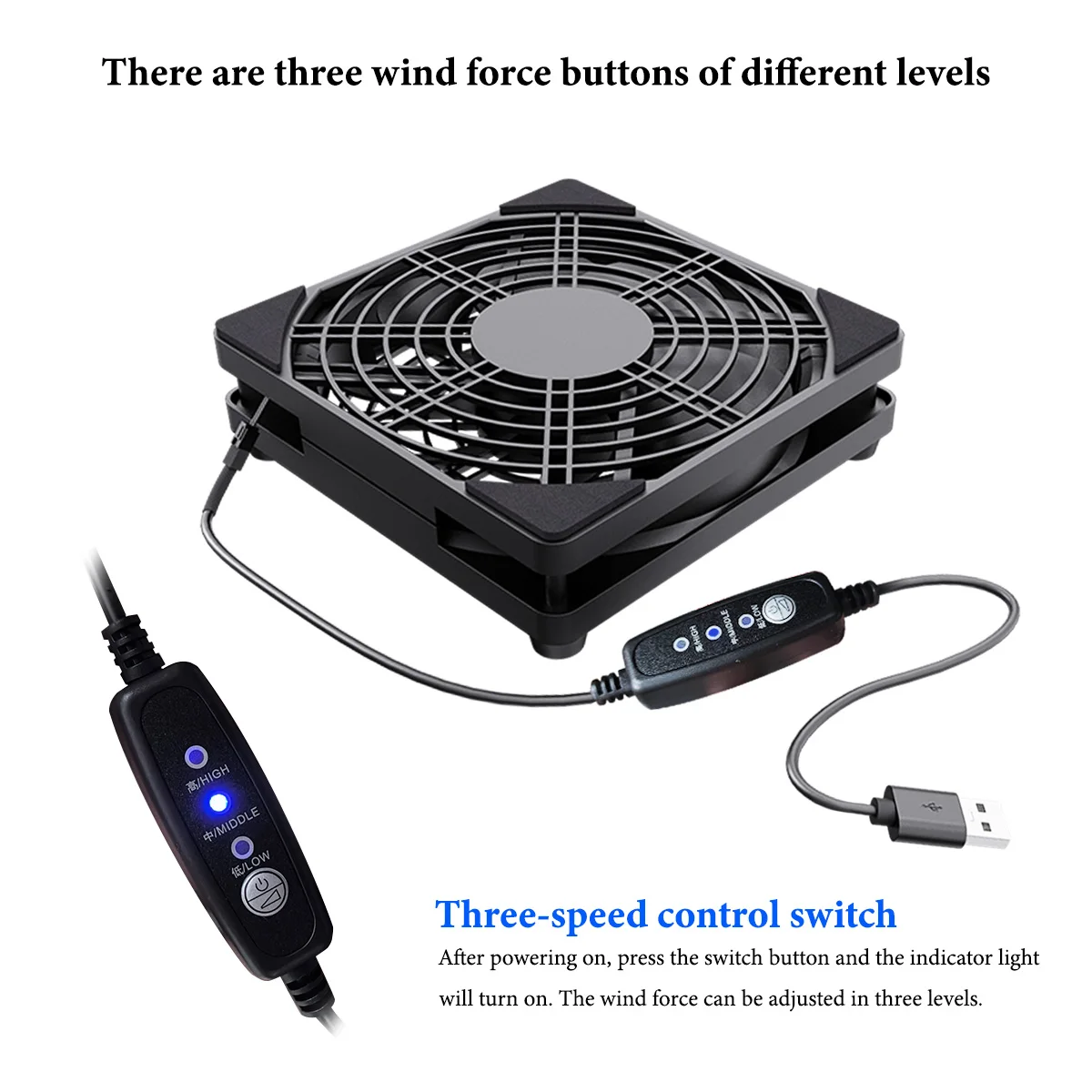 1pc USB Supports 3-Speed Adjustment. The Computer Fan Is Silent. The 5V Power Supply Fan Is Equipped With A Speed Controller, Su image 4