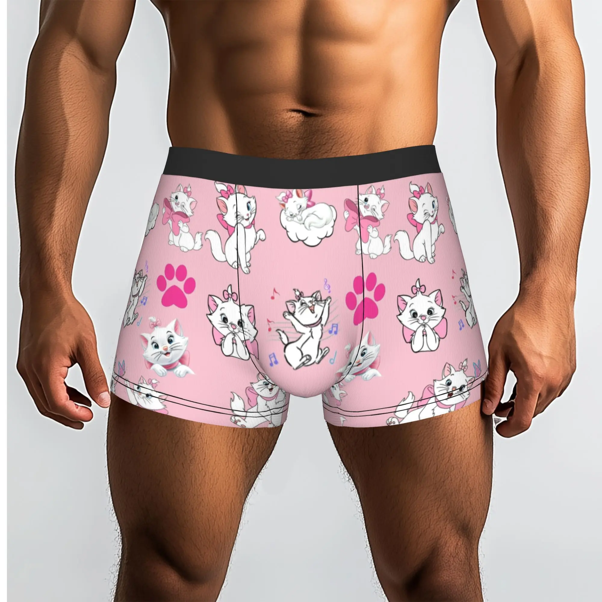 Customized Fashion M-Marie Cat Cartoon Boxers Shorts Panties Male Underpants Comfortable Cat Manga Briefs Underwear