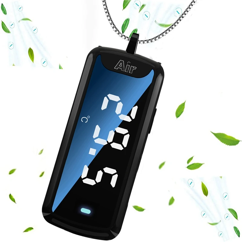 2X 120 مليون الأيونات السالبة الرقبة تنقية الهواء الشخصية يمكن ارتداؤها صغيرة محمولة درجة الحرارة قابلة للقياس لتنقية الهواء