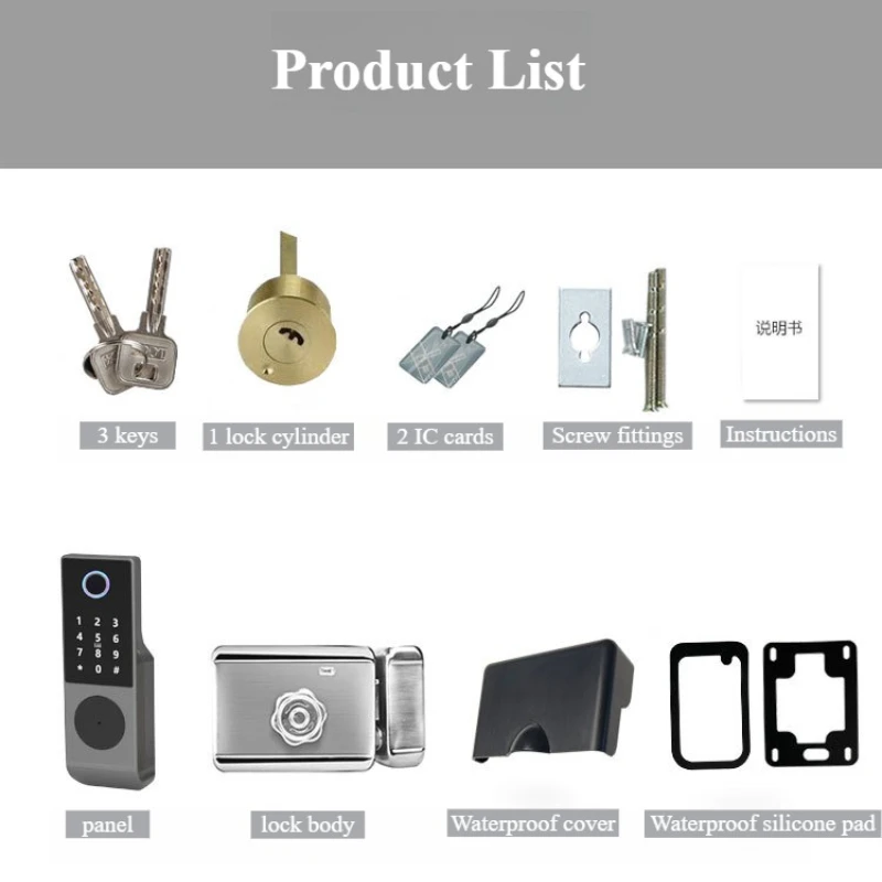 Waterproof Tuya Smart Lock Wifi Double Side Fingerprint Lock Outdoor Gate Digital Password Remote App Home Electronic Rim Lock