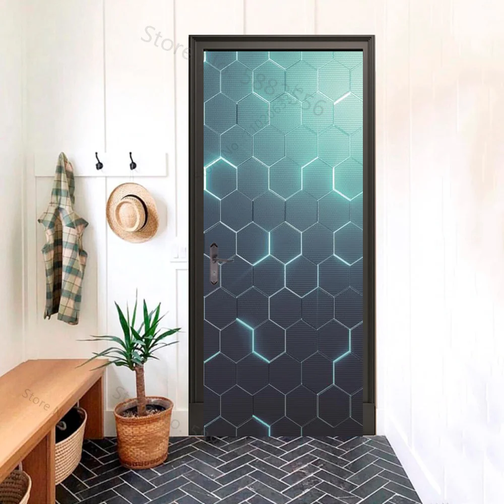 Black analog door wallpaper Modern tech style PVC self-adhesive bedroom mural stickers living room home