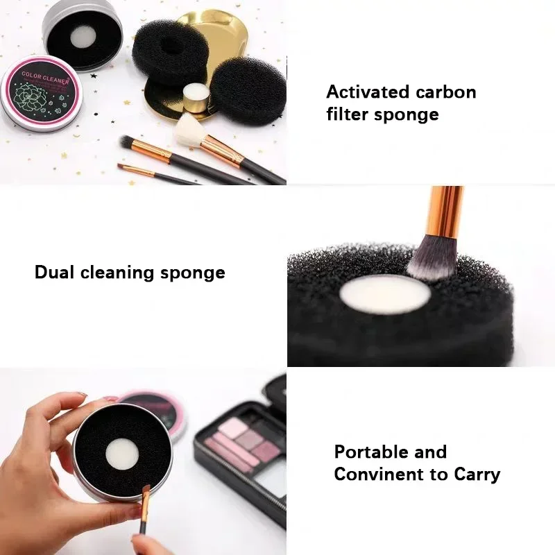 Make-upborstel Schone doos Sponsverwijderaar Kleur uit Aluminium Wasschrobmachine Make-upborstels Reinigingsmat Doos Cosmetische schone sets