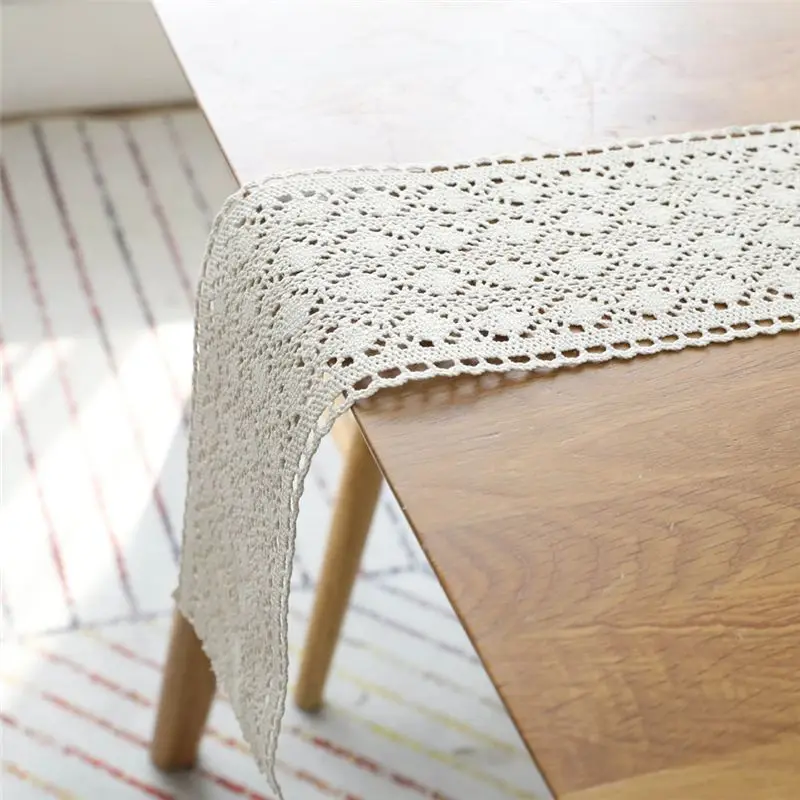

【КУПОН!】Скаменная дорожка из макраме для свадьбы в стиле бохо, бежевая кремовая скатерть, винтажная вязаная крючком деревенская 15X240 см