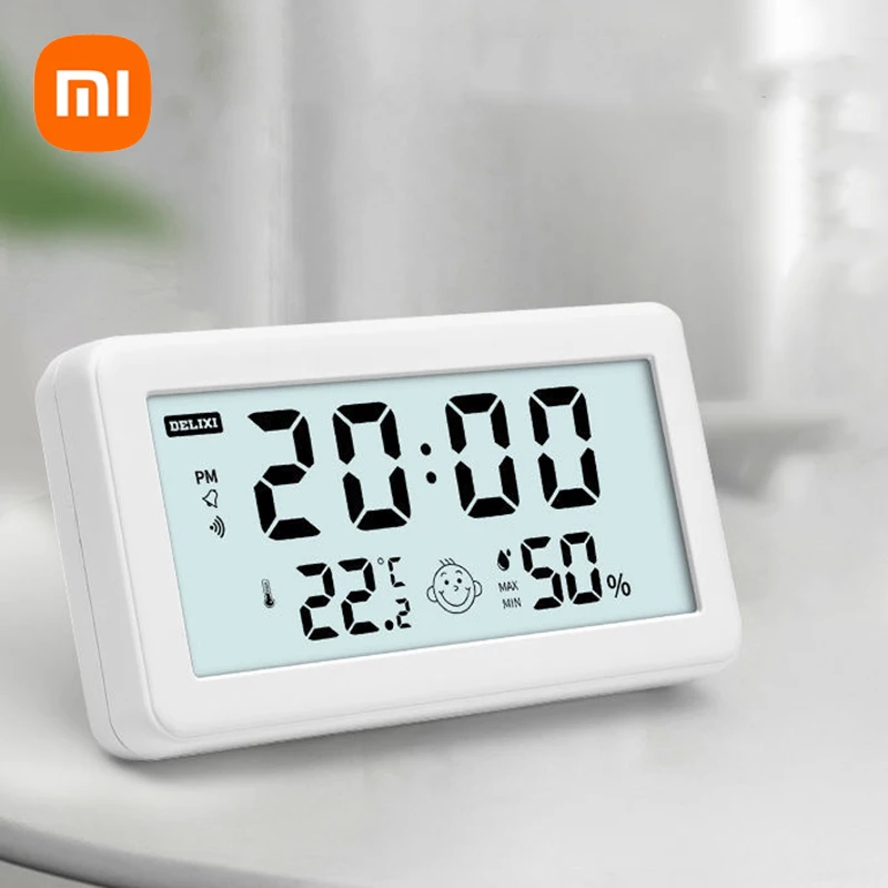 

Xiaomi Delixi Electronic Temperature Humidity Sensor Household Indoor Thermometer Clock Desktop Digital LCD Humidity Meter Gauge