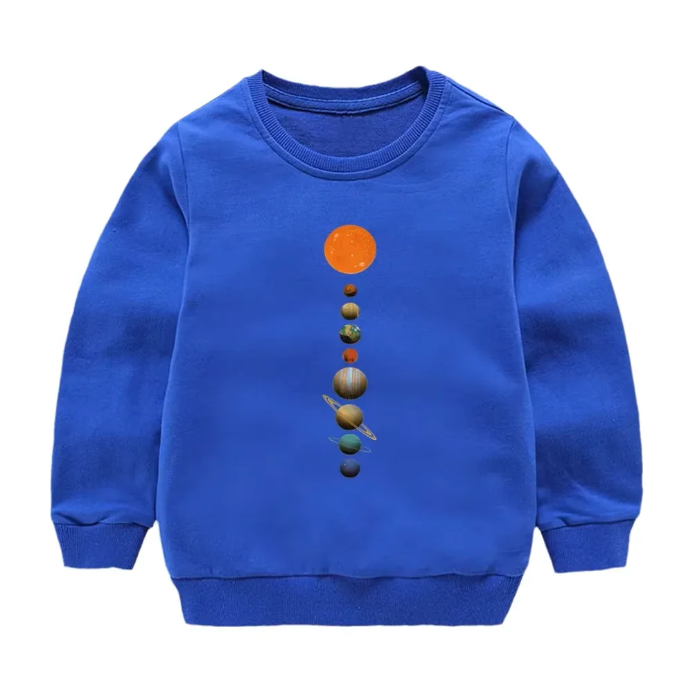 Lolocee Kids Sweatshirt Solar System Planets Print Boys Long Sleeve Top Toddler Children's Pullover Crew Neck Clothes  YHYXQ1