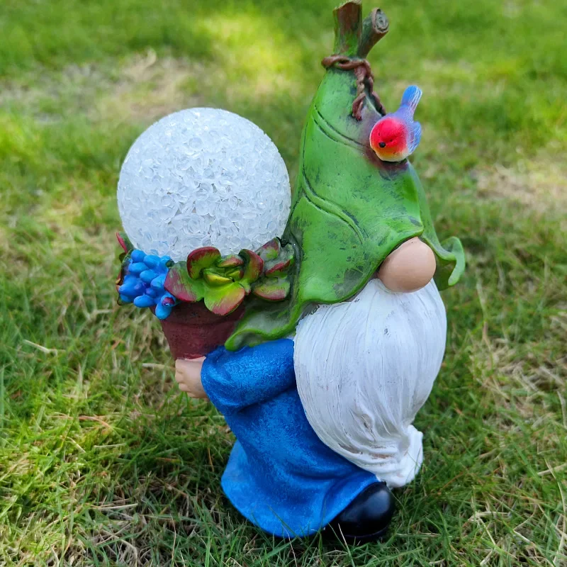 Solar Powered Dwarf Elf Xiaomi Ball Lamp Christmas Resin Craft Decorative Lamp Outdoor Goblin Ornament Landscape Lamp