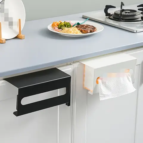 1pcs 주방 티슈 홀더, 펀칭 철 종이 홀더 없음, 가정용 냅킨 걸이, 캐비닛, 서랍, 벽걸이 형