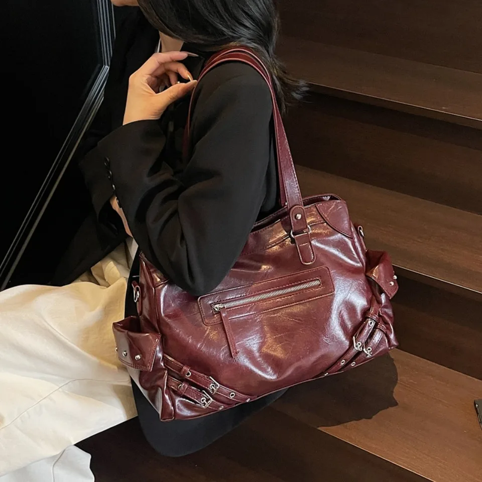 Winter Style Soft Pu Leather Y2k Cool Commuter Tote Sac Large Capacity Handbag Shoulder Bag Women's Bag Purses Women Hand Bags image 2