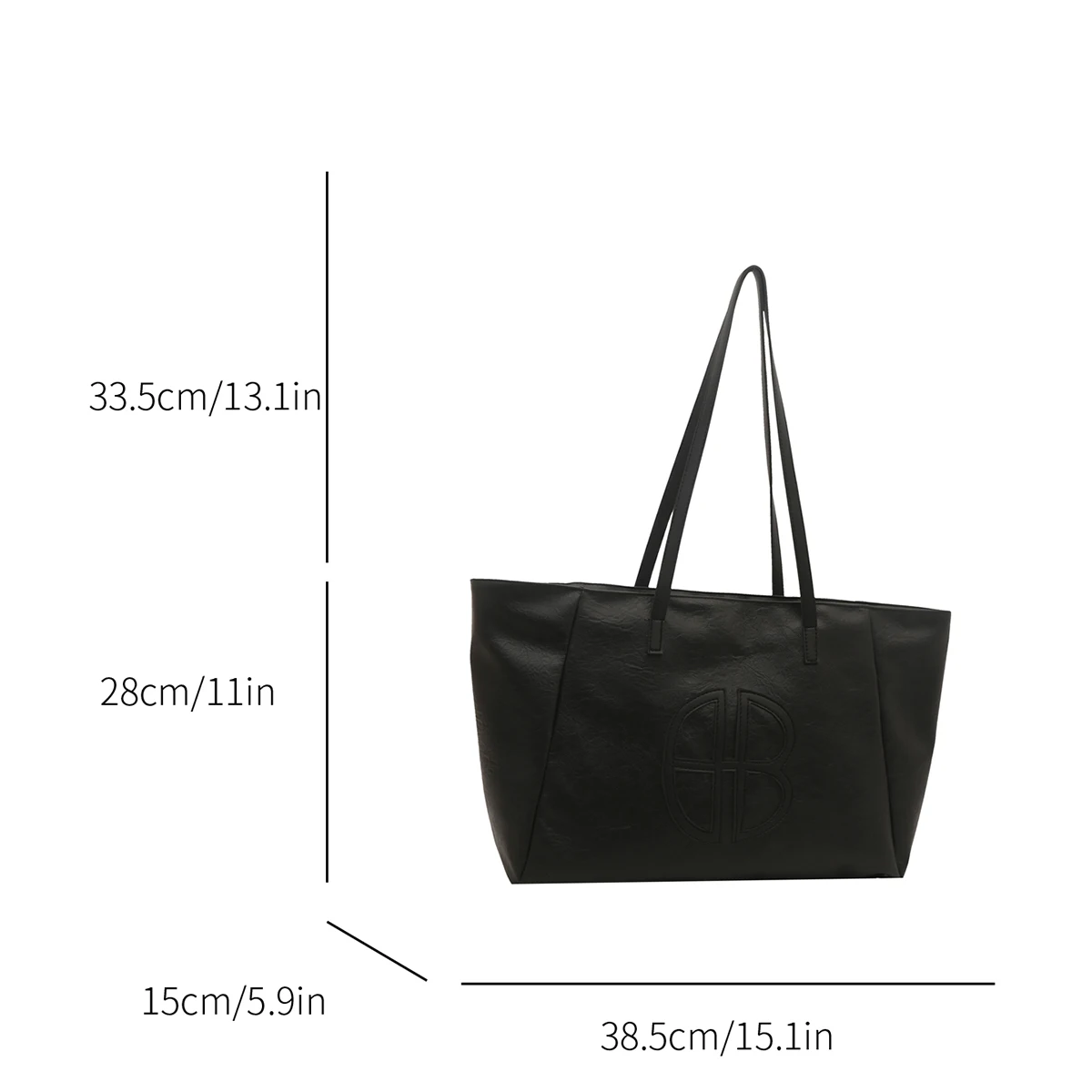 حقيبة يد نسائية عصرية بلون سادة من جلد البولي يوريثان بسعة كبيرة وشعار دائري مقاوم للماء وسحاب حقيبة كتف للاستخدام اليومي